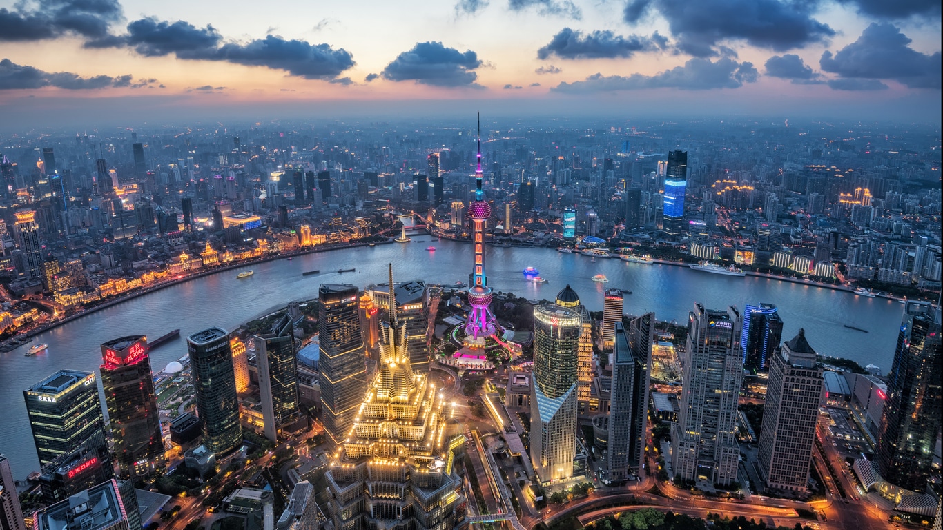 China is a major threat to America’s political dominance. Shanghai at night.