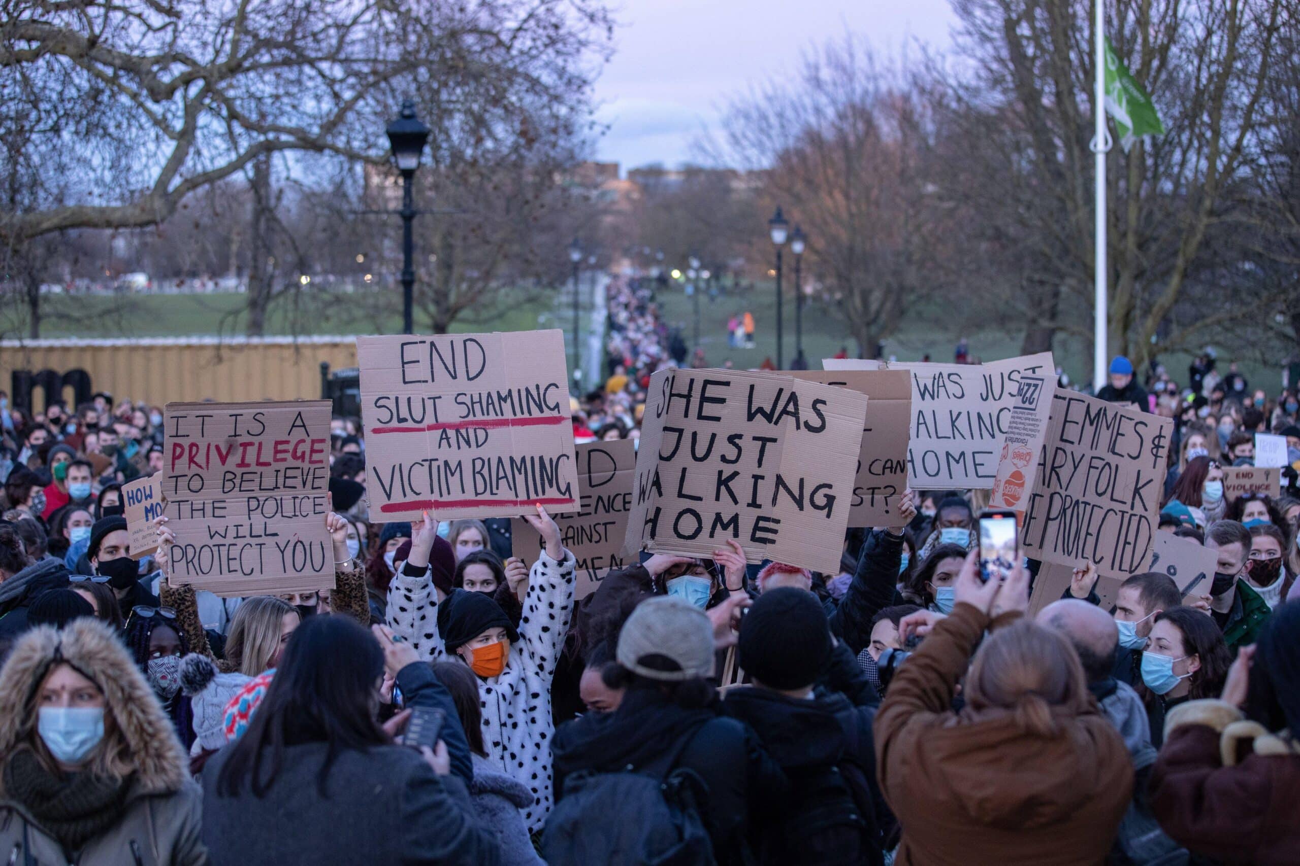 Women are highlighting how the threat of violence undermines simple tasks like walking home. Protesters held a vigil for 33 year old Sarah Everard, killed while walking home by a London Metropolitan Police officer.