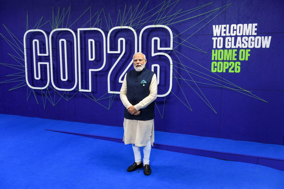 Indian Prime Minister Narendra Modi arriving at the COP26 World Leaders Summit of the 26th United Nations Climate Change Conference in Glasgow.