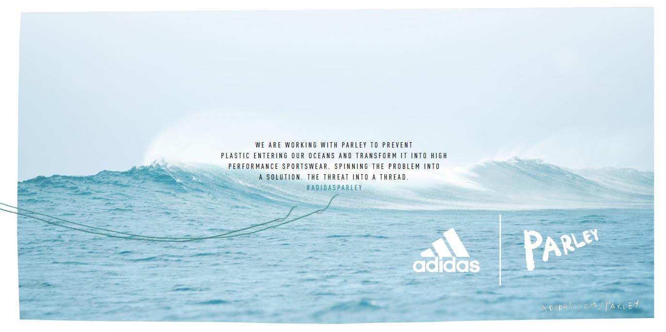 Adidas creates products from plastic collected by Parley and its global clean-up network.