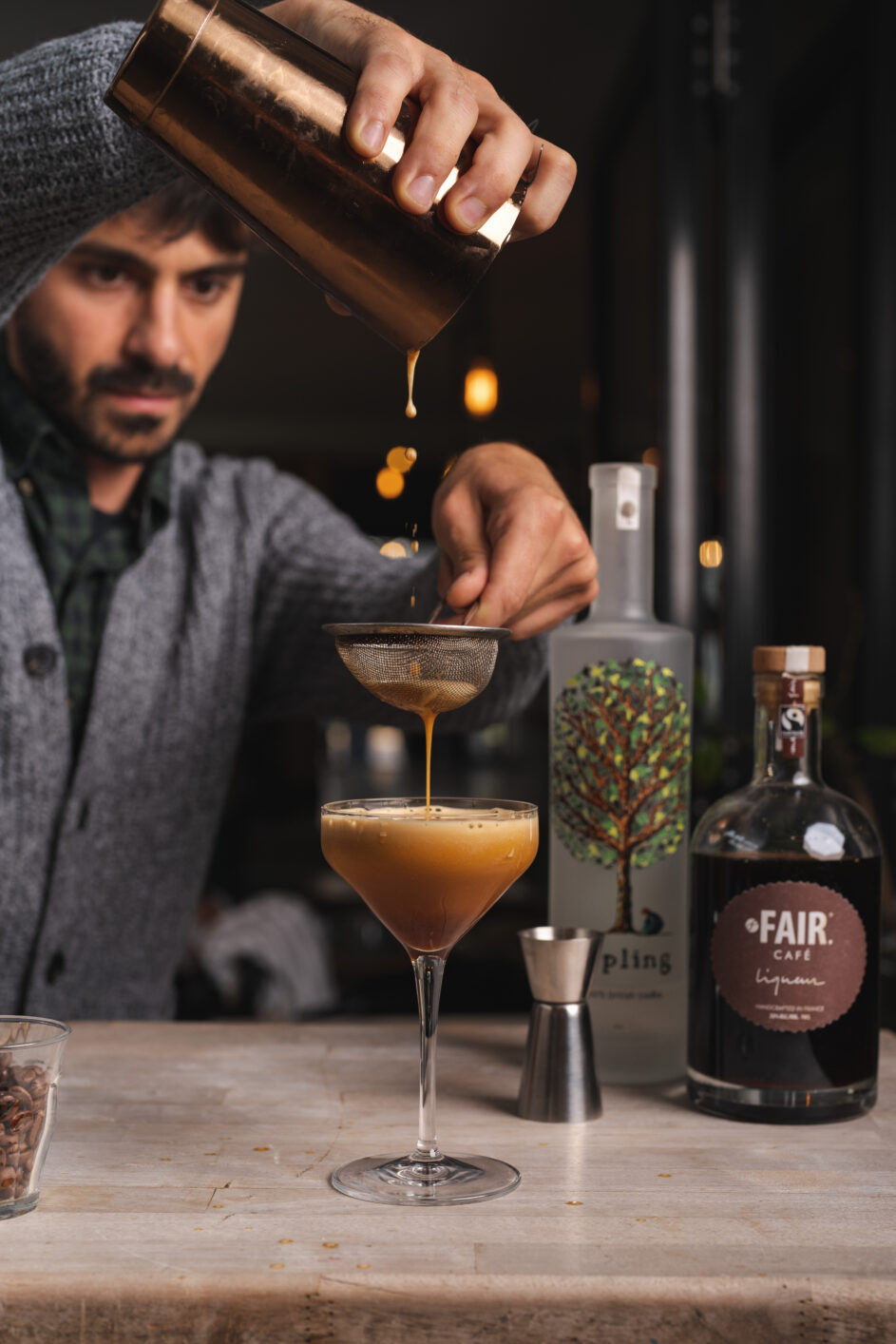 A barman pouring an Espresso Mar’tree’ni at W5 Collective.