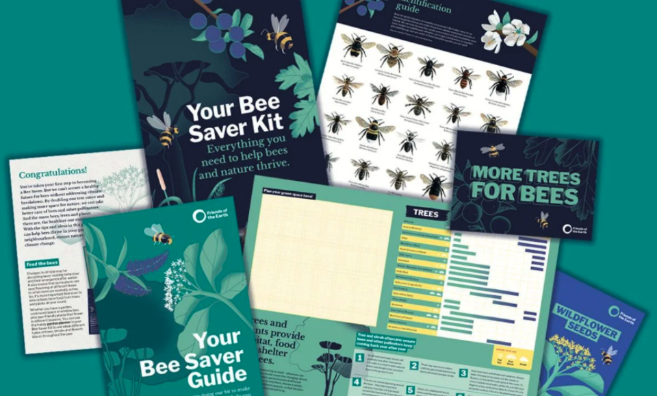 You can order a bee saver kit from Friends of the Earth
