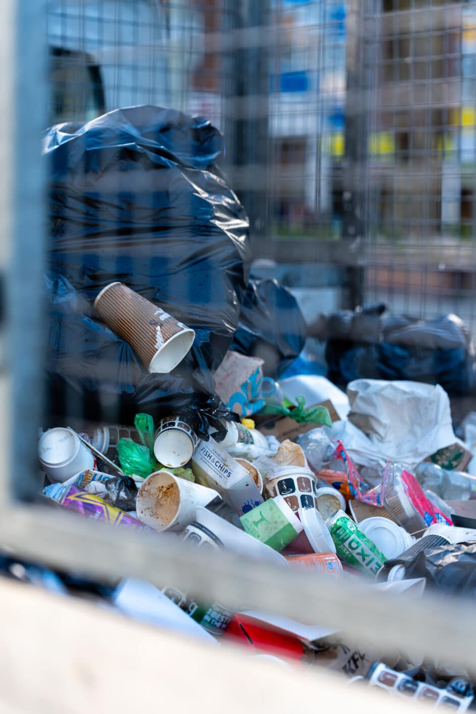 Most coffee cups can’t be recycled through public recycling bins so end up in landfill.