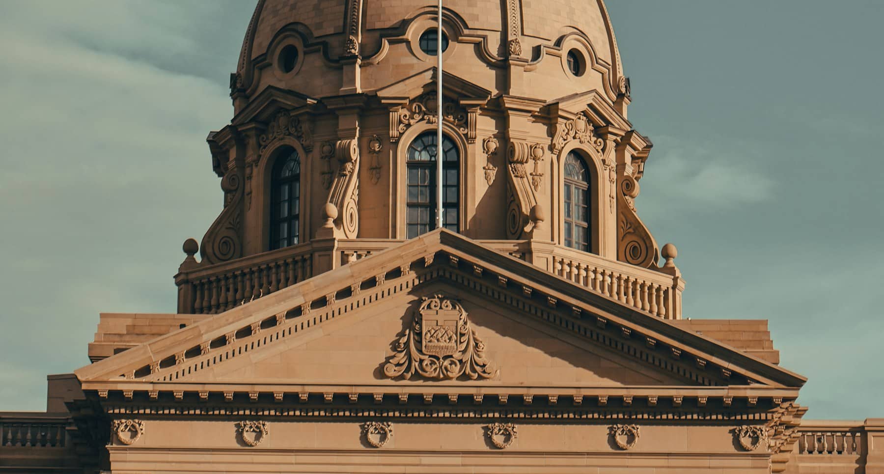 The domed Legislative Assembly of Alberta building in Edmonton, with its columned portico